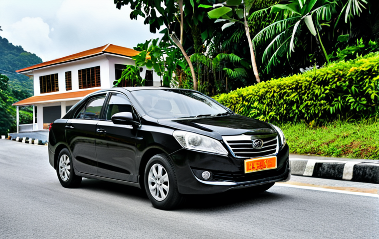 **Prompt:** A confident driving student, fully clothed in appropriate casual attire, successfully parking on a hill in Malaysia, utilizing proper handbrake technique. The background shows a typical Malaysian residential street with houses. Safe for work, professional training environment, perfect anatomy, correct proportions, natural pose, modest, high quality.